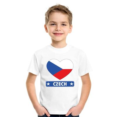 Tsjechie Supporters t-shirt - kinderen - hartjes vlag - wit - korte mouwen - sport - kleding