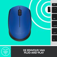 Logitech M171 Muis Draadloos, Radiografisch Optisch Blauw, Zwart 3 Toetsen 1000 dpi - thumbnail