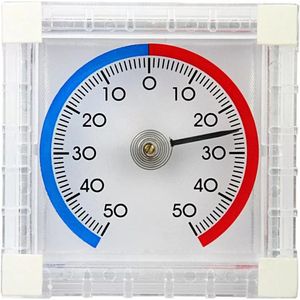 Zelfklevende raamthermometer - wit - kunststof - 8 cm    -