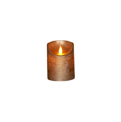 Batterijverlichting kaars wax rustiek met bewegende vlam goud 10 cm - Annas collection