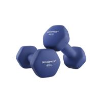 Hexagon dumbbells voor thuis met neopreen coating, Blauw / 2 x 4 kg