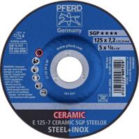 PFERD TOOLS 62212300 E 125-7 CERAMIC SGP STEELOX Afbraamschijf gebogen Diameter 125 mm Boordiameter 22.23 mm RVS, Staal 10 stuk(s)