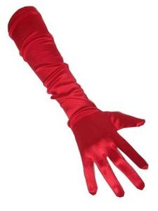 Handschoenen satijn rood extra lang