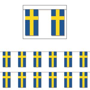 Papieren slinger Zweden - 2x - 4 meter - Sweden vlag - Supporter feestartikelen