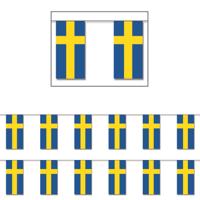 Papieren slinger Zweden - 2x - 4 meter - Sweden vlag - Supporter feestartikelen