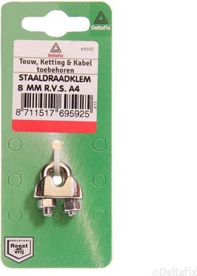 Staaldr.klem 8mm rvs - Deltafix