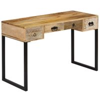vidaXL Bureau 117x50x76 cm massief mangohout en echt leer - thumbnail