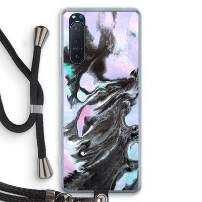 Pastel zwart: Sony Xperia 5 II Transparant Hoesje met koord