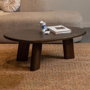 BePureHome Organische Salontafel 'Roundly' Mangohout, 110 x 60cm, kleur Walnoot