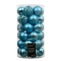 Kerstballen kunststof d6 cm blauw 37 st Decoris - Decoris
