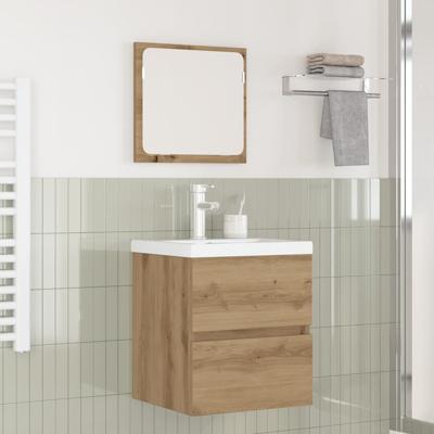 Badkamermeubelset met lade 3 pcs Zwart eiken en Wit Standaard