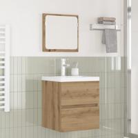 Badkamermeubelset met lade 3 pcs Zwart eiken en Wit Standaard