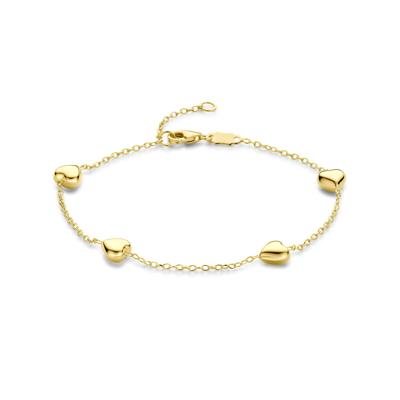 14k Gouden Armband met Hartjes - Verstelbaar 16-18 cm