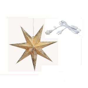 Kerstversiering gouden kerststerren 60 cm inclusief lichtkabel