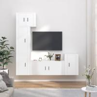 5-delige Tv-meubelset bewerkt hout wit