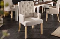 Elegante armleuningstoel CASTLE beige met Chesterfield-quilt in landelijke stijl - 40073 - thumbnail