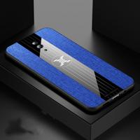 Voor OPPO Reno XINLI stiksels doek Textue schokbestendig TPU beschermhoes (blauw)
