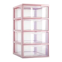 Ladeblokje/bureau organizer met 4x lades - transparant/roze - L18 x B25 x H33 cm - plastic