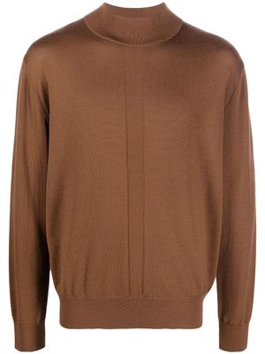 Études Studio pull en maille fine à col montant - Marron