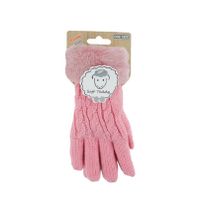 Lichtroze gebreide handschoenen teddy voor kinderen One size  -
