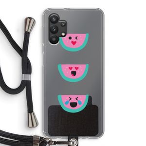 Smiley watermeloen: Samsung Galaxy A32 5G Transparant Hoesje met koord