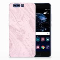 Huawei P10 Plus TPU Siliconen Hoesje Marble Pink - Origineel Cadeau Vriendin