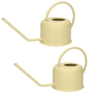 2x stuks retro metalen / RVS gieters retro groen voor binnen 1100 ml