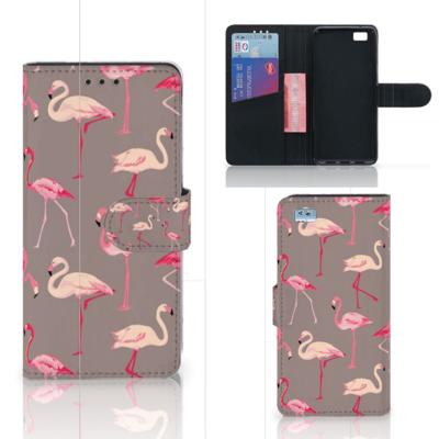 Huawei Ascend P8 Lite | Telefoonhoesje | Met pasjeshouder | Flamingo