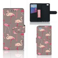 Huawei Ascend P8 Lite | Telefoonhoesje | Met pasjeshouder | Flamingo