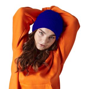 Gebreide Ribbed Beanie wintermuts - blauw - volwassenen - Polyacryl