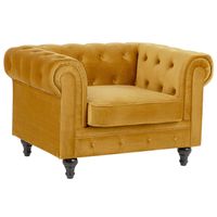 Beliani CHESTERFIELD - Fauteuil-Geel-Fluweel - thumbnail