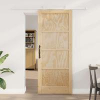 Schuifdeur met Hardware Set 83x202 cm Massief Vurenhout