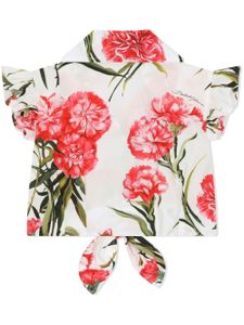 Dolce & Gabbana Kids blouse volantée à fleurs - Blanc