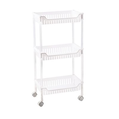 Benson Opbergrek op Wielen - 42 x 26 x 80 cm - 3 Niveaus - Wit Benson Opbergrek op Wielen - 42 x 26 x 80 cm - 3 Niveaus - Wit
