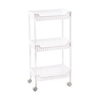 Benson Opbergrek op Wielen - 42 x 26 x 80 cm - 3 Niveaus - Wit - thumbnail