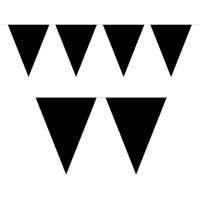 Party Vlaggenlijn puntvlaggetjes - kunststof - zwart - 10 meter - Slinger - versiering