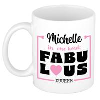 Naam mok Michelle - wit - Fabulous - keramiek - 300 ml - cadeau collega beker - thumbnail