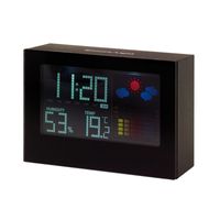 Bureau weerstation met alarmklok zwart 12 cm