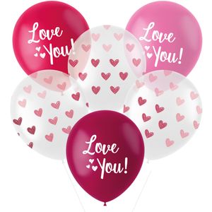 Ballonnen &apos;Love You!&apos; Mix Roze (6st)