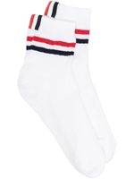 Thom Browne chaussettes en maille nervurée à rayures - Blanc