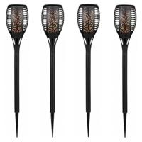 Pro Garden Solar tuinlamp / fakkel / prikspot - 4x - vlameffect - zonne-energie - 58 cm