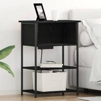 Nachtkastje Zwart Eiken 55 x 31 x 76 cm Bewerkt hout