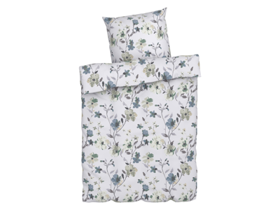 LIVARNO home Dekbedovertrek 200 x 200 cm (Bloemen/wit/blauw)