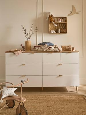 Dubbele commode met 8 lades wit