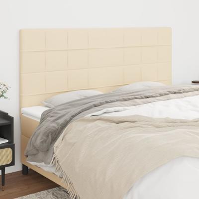 Hoofdborden 4 st 90x5x78/88 cm stof crèmekleurig