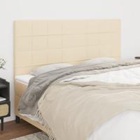 Hoofdborden 4 st 90x5x78/88 cm stof crèmekleurig