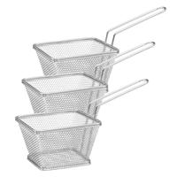 Secret de Gourmet Frietmandje - 6x - zilver - RVS - 20,5x9x11 cm - serveermandje snacks