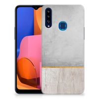 Samsung Galaxy A20s Bumper Hoesje Wood Concrete