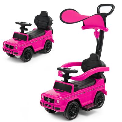 Gelicenseerd Mercedes Benz Kinderauto Kinderwagen en Loopwagen met Verstelbare Zonnescherm Roze