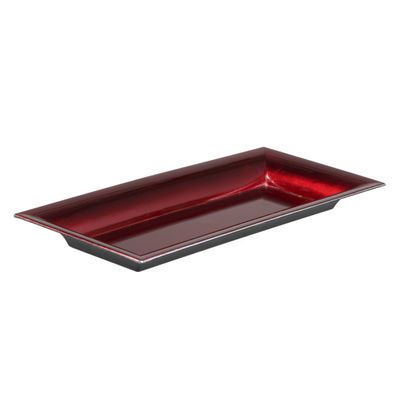 Kerststukje dienblad/bakje - rood - 28 x 12 cm - kunststof - rechthoekig